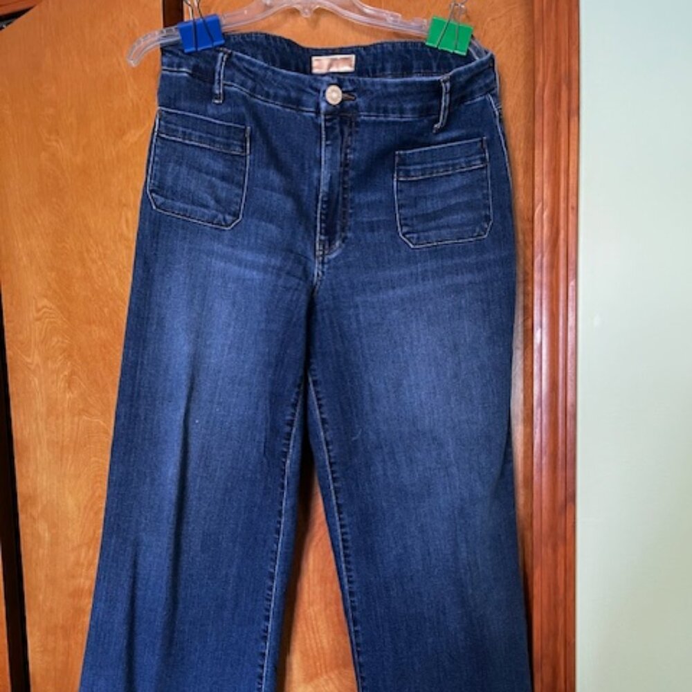 KUT High Rise Wide Leg Patch Pocket Jeans